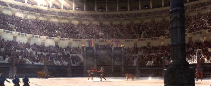 Il Gladiatore: scena della sfida nel Colosseo
